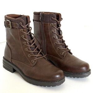 I.D Required brown hobo chic lace up zipper boots size 8M